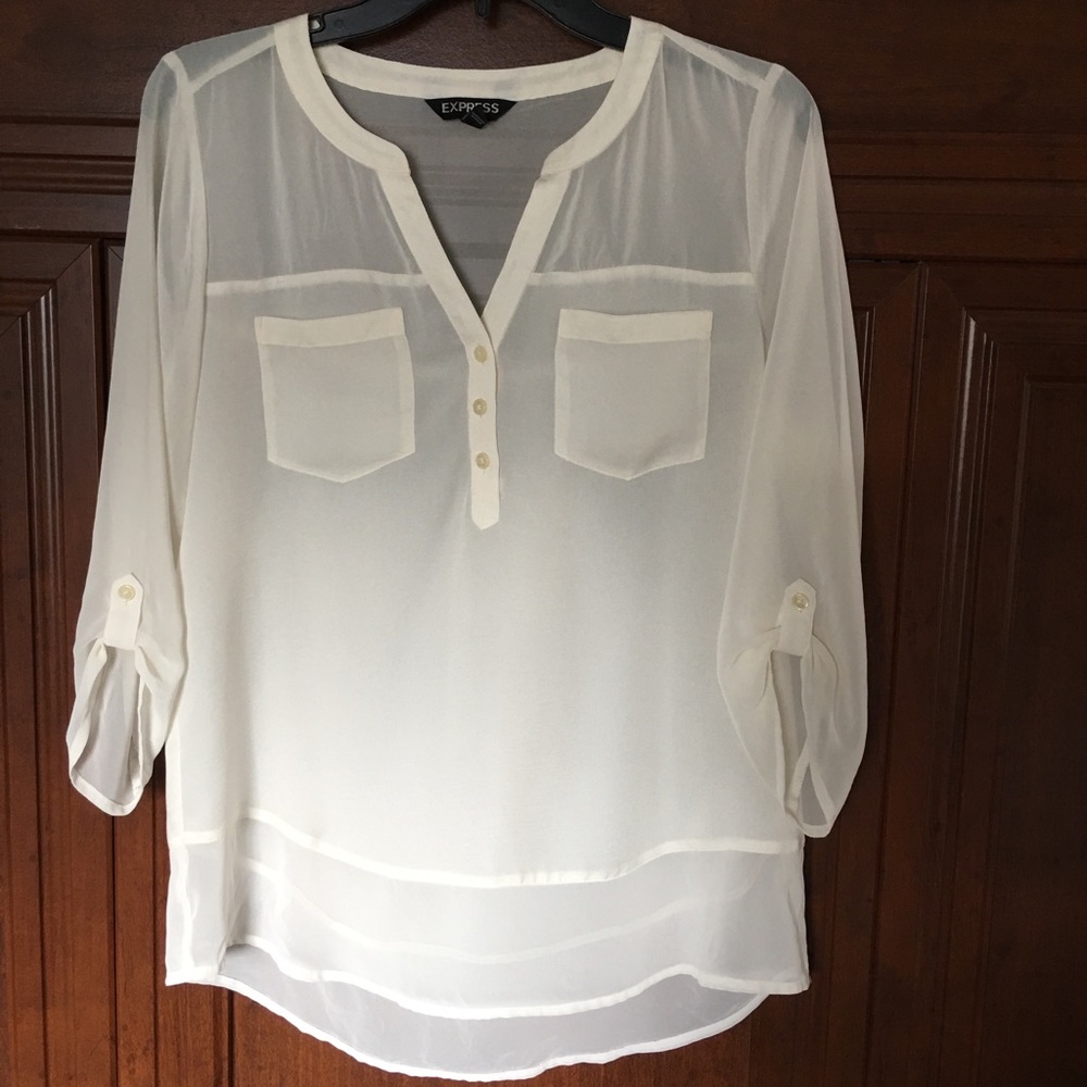 Sheer 3/4 sleeve top.